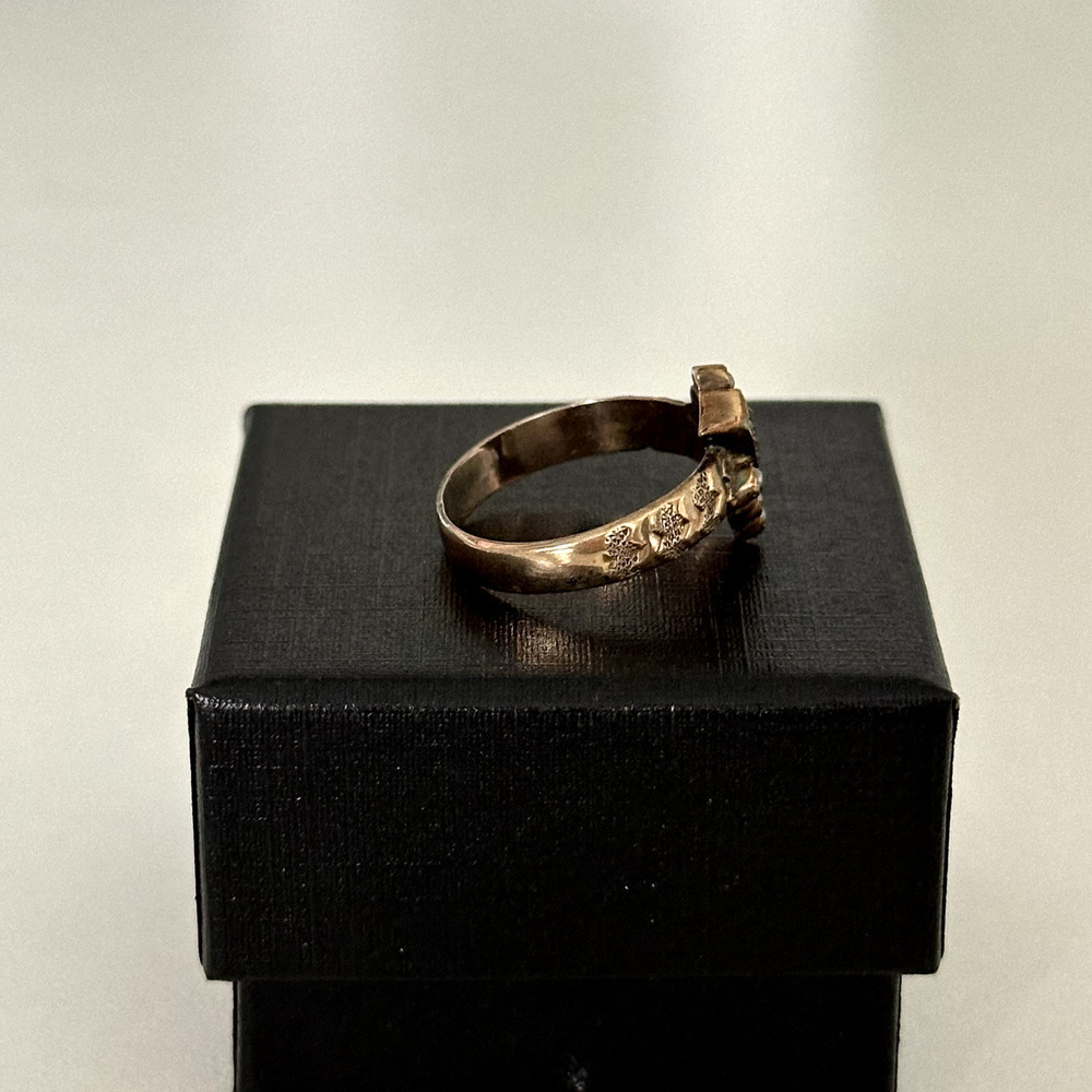 Antique Victorian 14K Yellow Gold Garnet & Seed Pearl Ring Size 6 - Picture 11 of 12